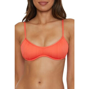 Becca Women Color Code Underwire Shirred Bikini Top Tango Size M